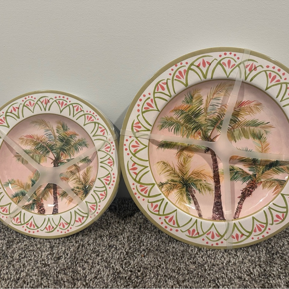 Tropical Palm Tree Melamine Plates